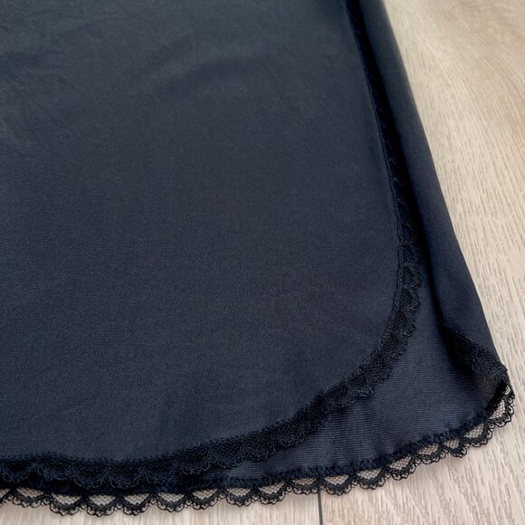 Vintage 80s Wonder Maid Black Petticoat Skirt Lace Trim Slip Medium / Whimsigoth - Picture 3 of 12